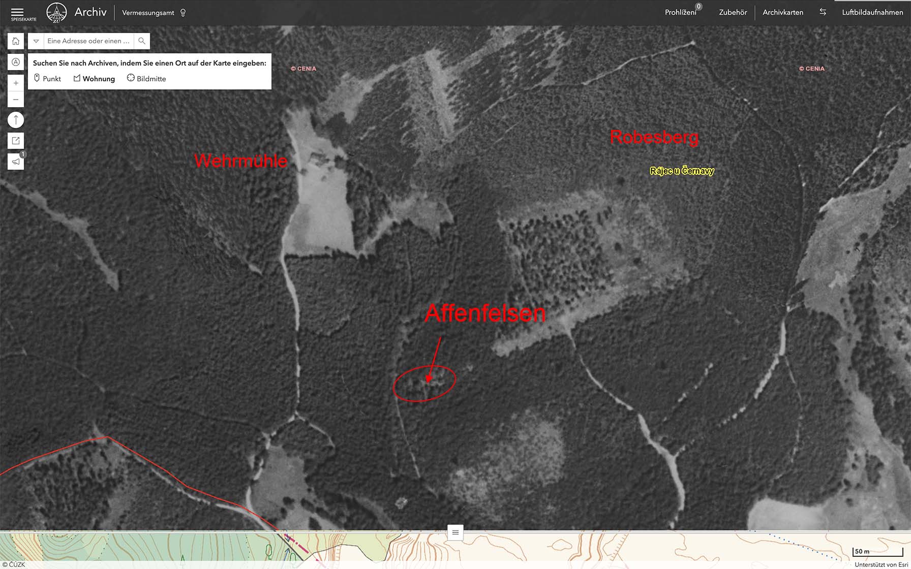 Basiskarte: Luftbild 1950