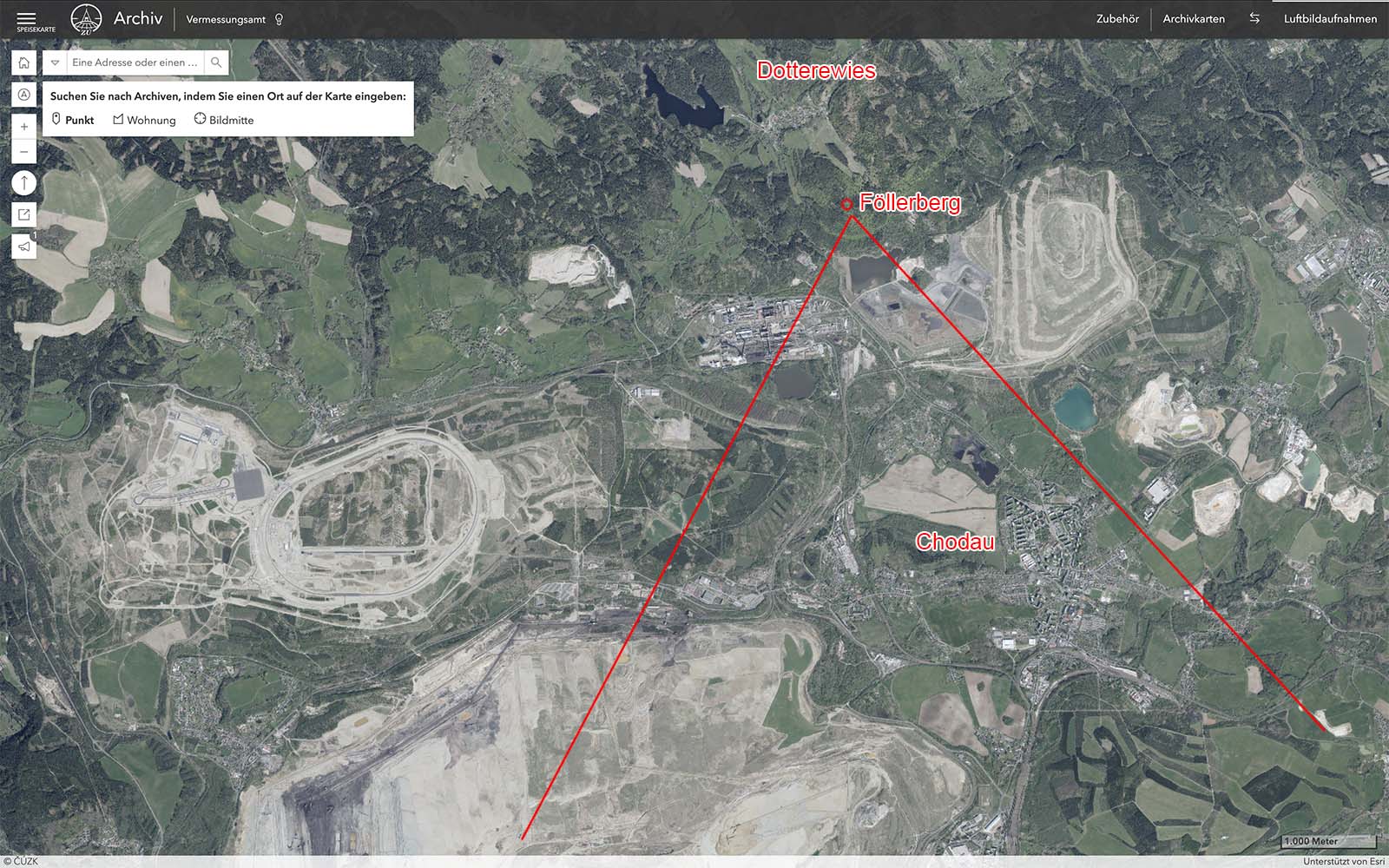 Orthofoto der Landschaft südlich von Dotterwies