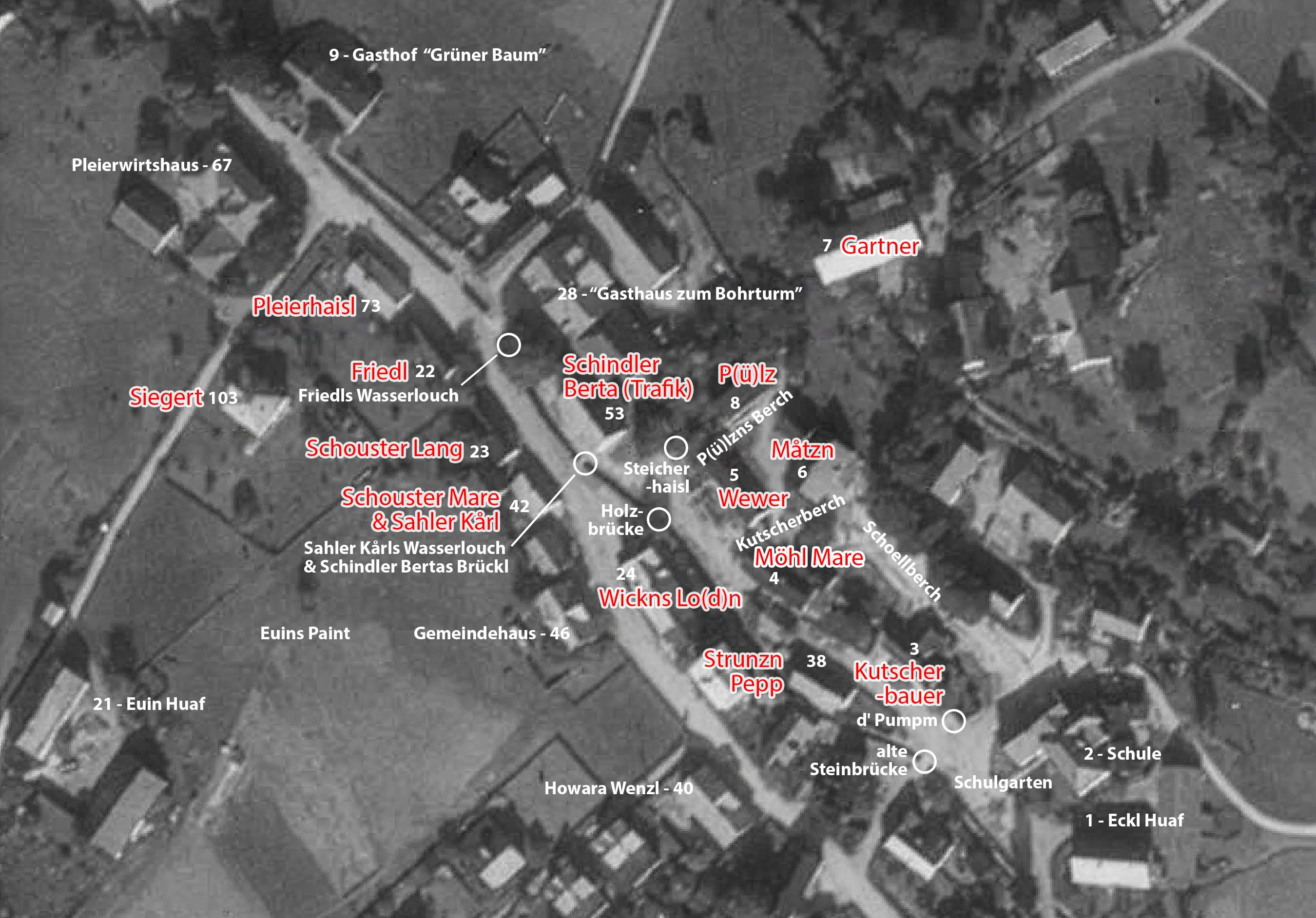 Luftbild Mittleres Dorf 1946