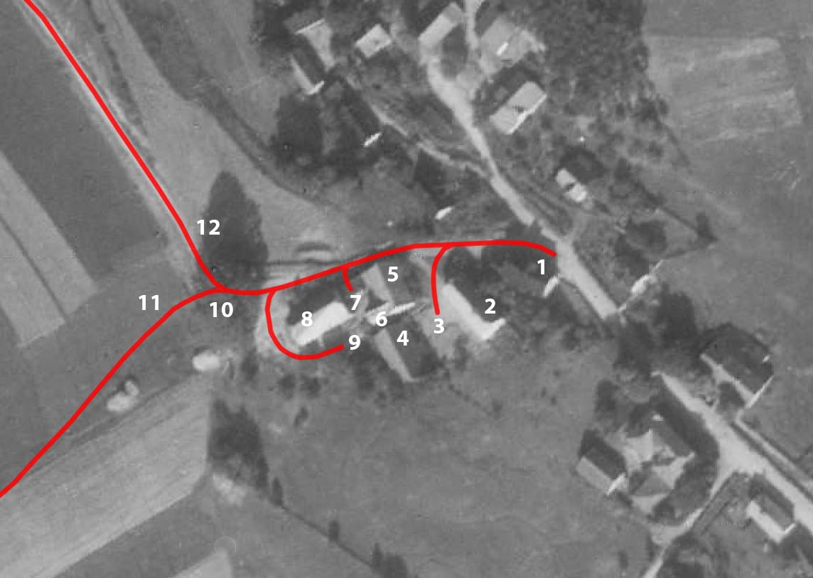 Luftbild des oberen Dorfes – Bereich oberhalb des Konsumhauses