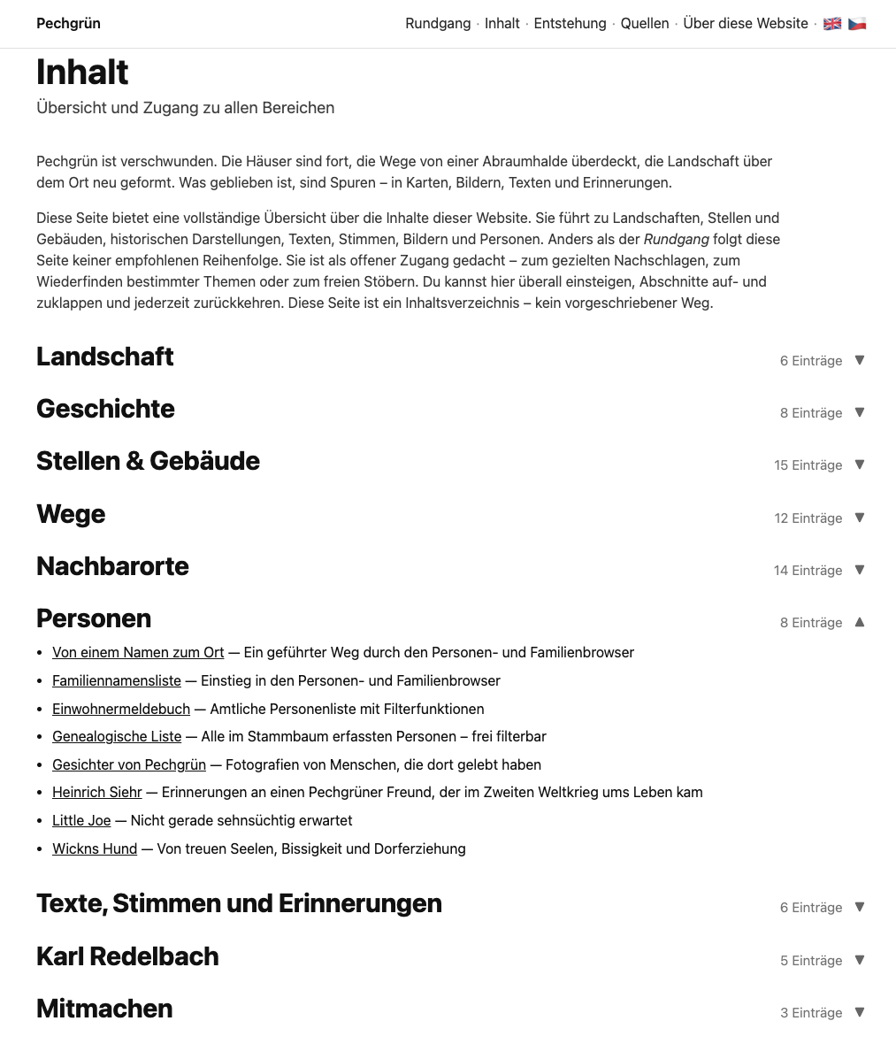 Inhaltsseite mit Bereich Personen