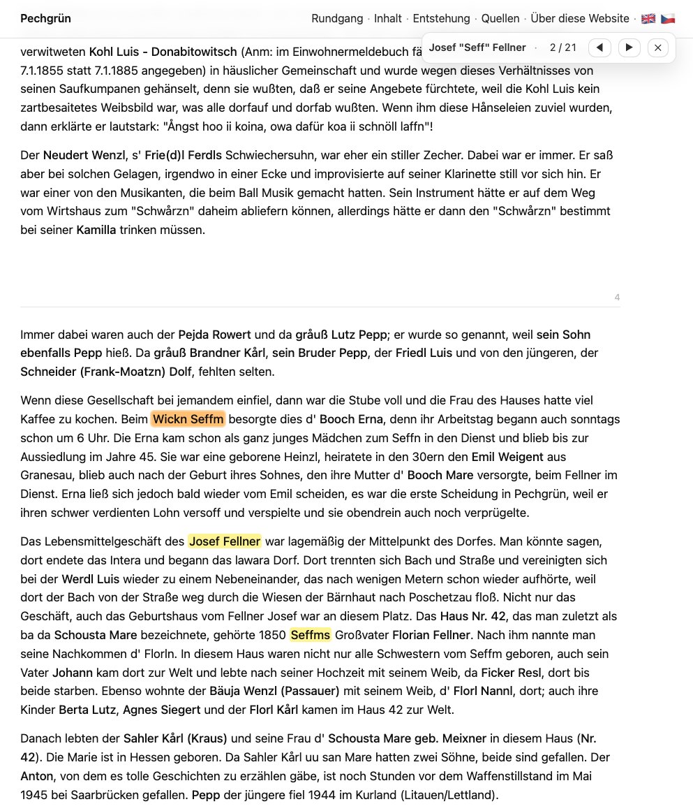 Erwähnungen in Erinnerungstexten