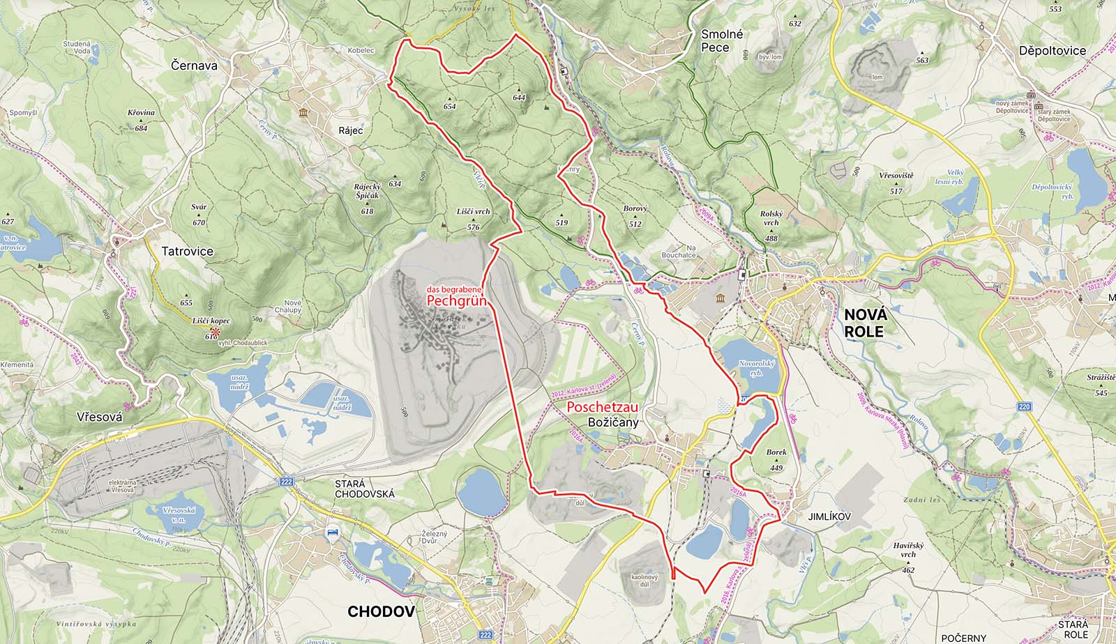 Gemeindegebiet von Poschetzau (Božičany)