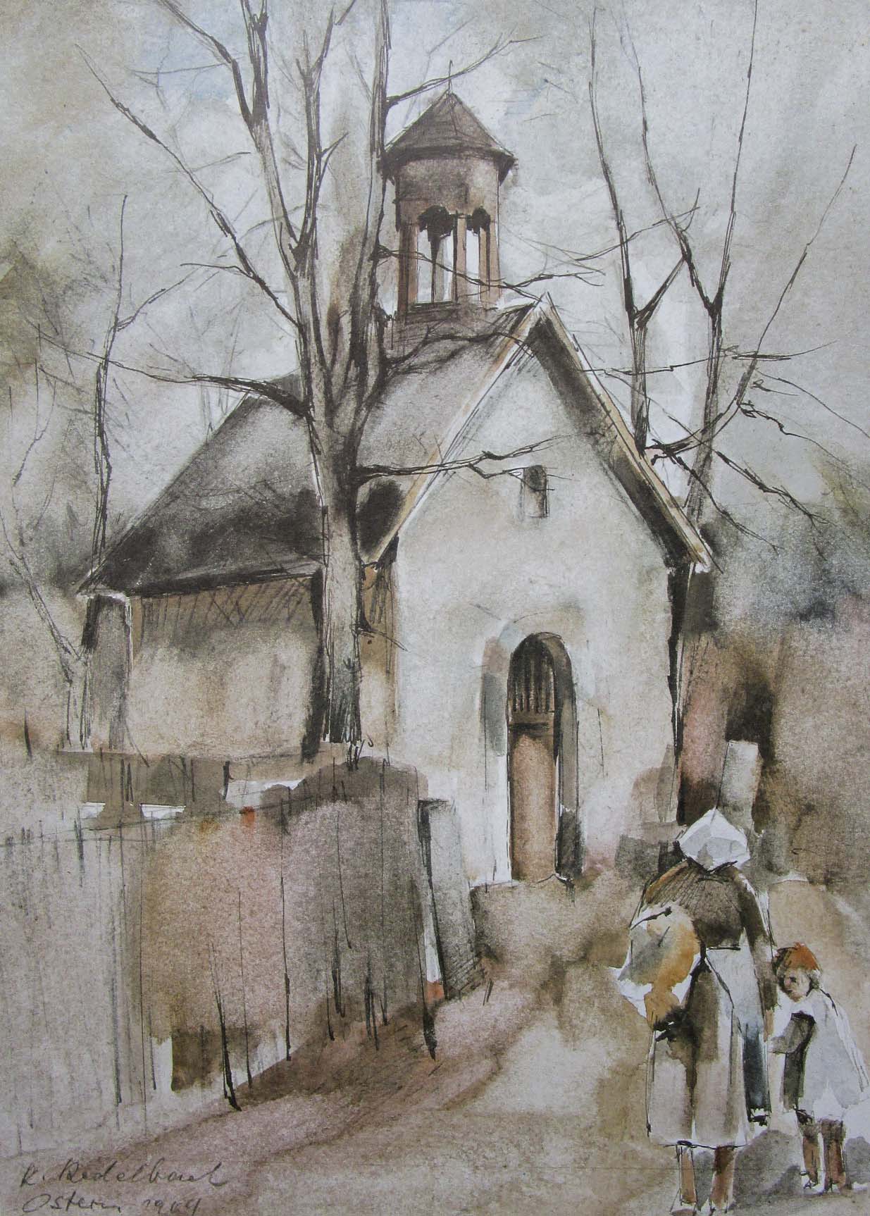 Die Pechgrüner Kapelle – Aquarell von Karl Redelbach (1964)