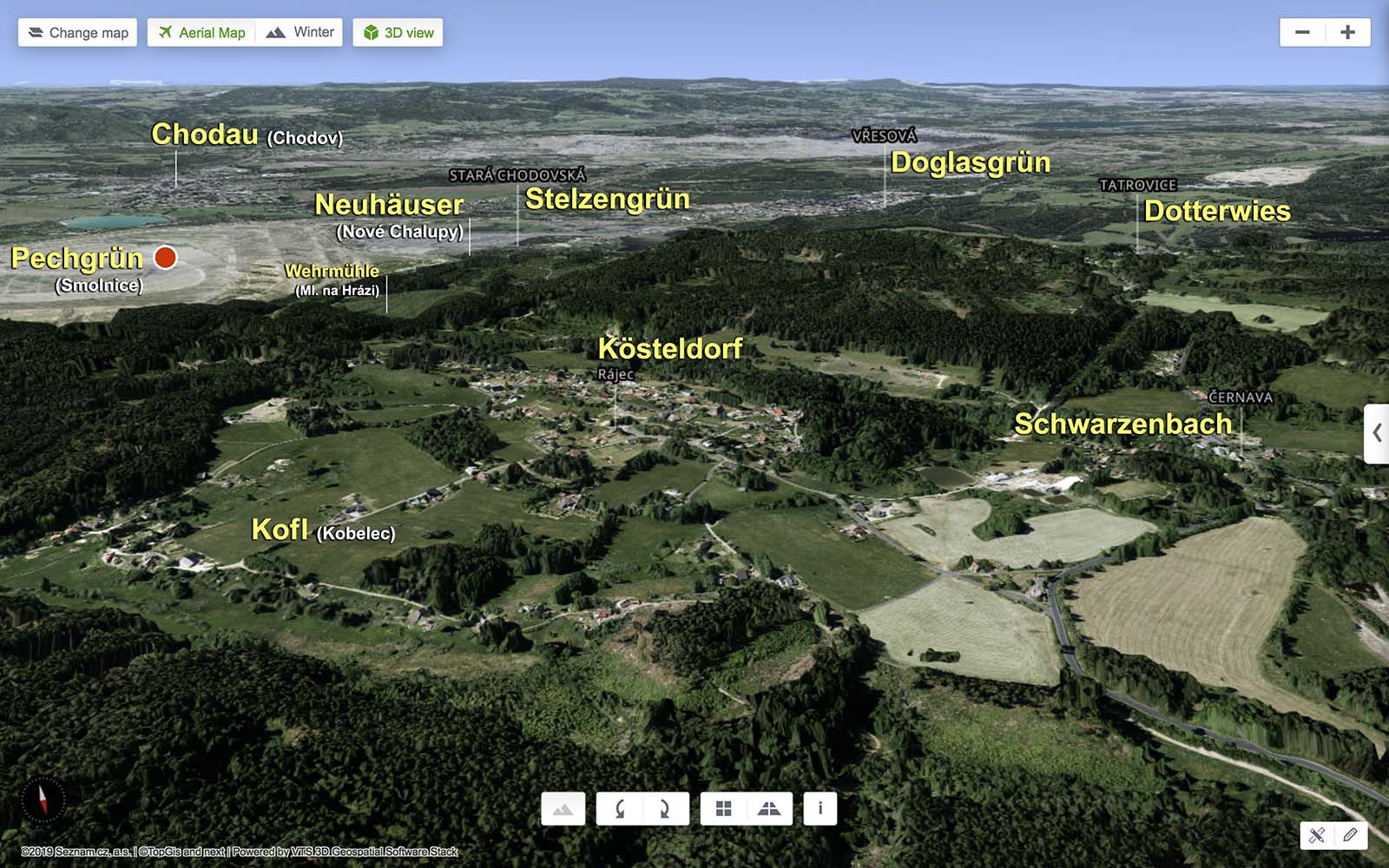 Schwarzenbach und Umgebung in der Vogelperspektive
