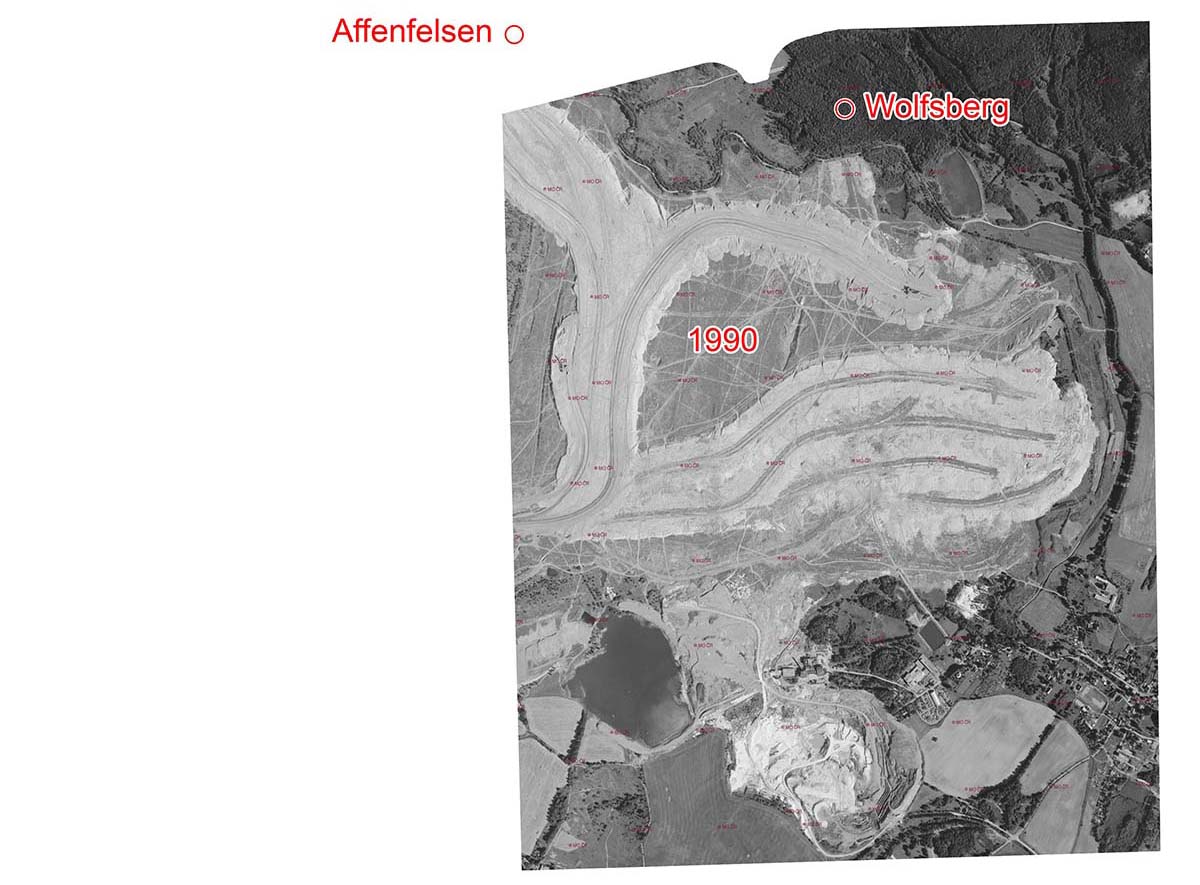 Luftbild 1990 – Wolfsberg weiterhin bewaldet